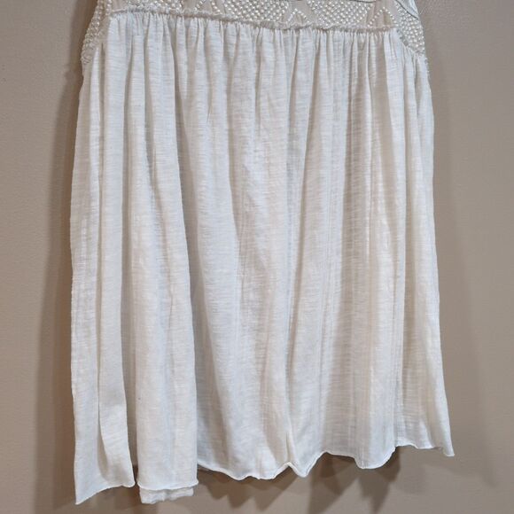 American Eagle Embroidered Tank Top Size Medium Ivory Cream Flowy Boho Festival - Picture 3 of 10